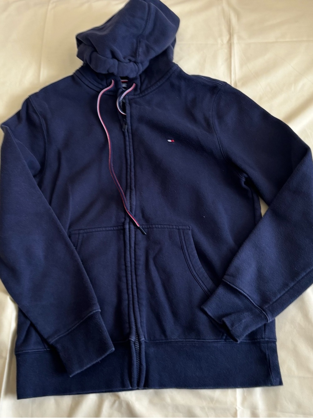 Tommy Hilfiger Men’s Dark Navy Full-Zip Hoodie with Logo
